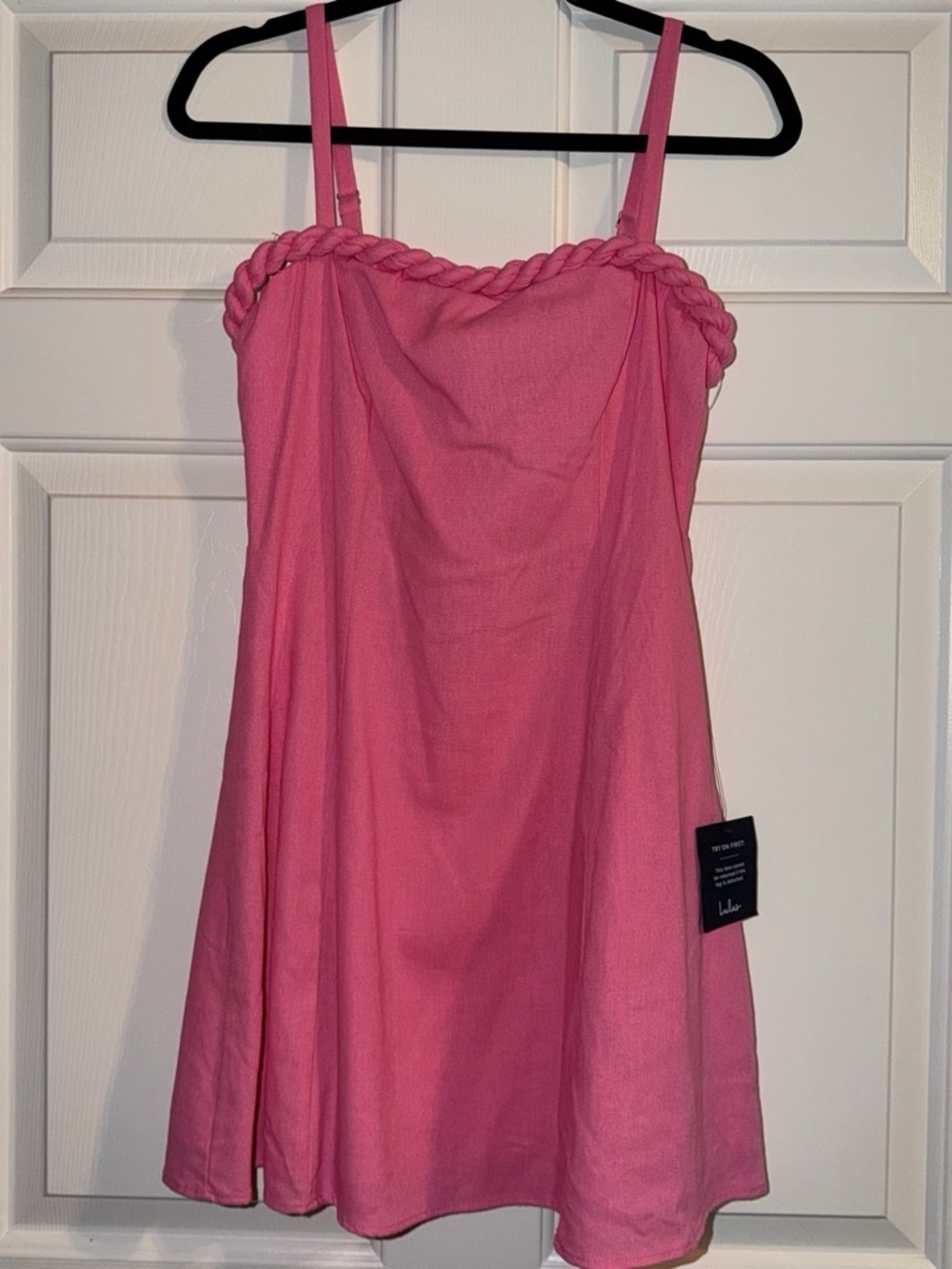 Lulu's Pink Mini Dress with Braided Trim